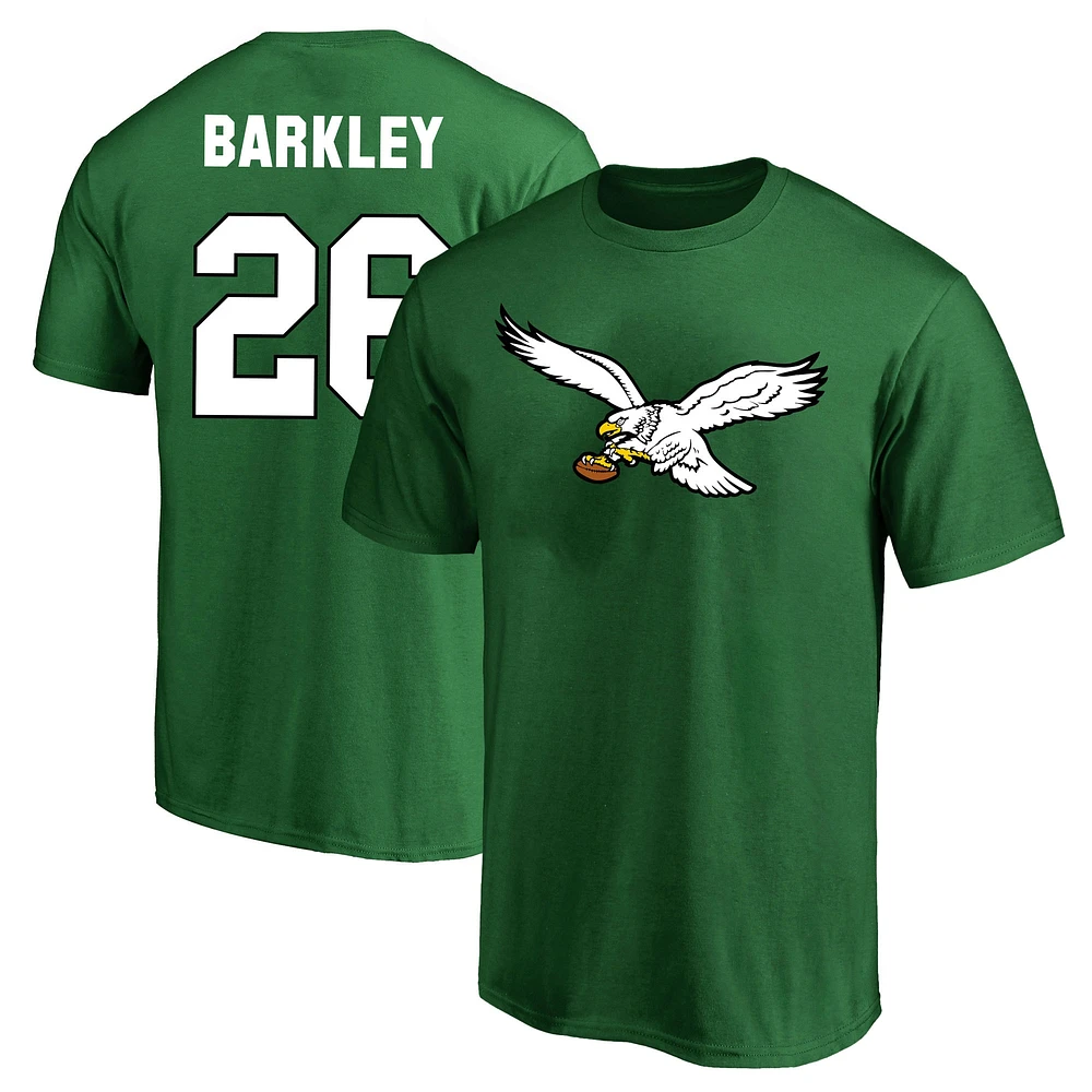 T-shirt avec nom et numéro Fanatics Saquon Barkley Kelly Green Philadelphia Eagles pour hommes