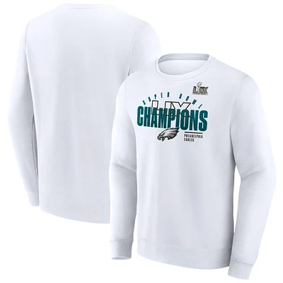 Men's Fanatics White Philadelphia Eagles Super Bowl LIX Champions Iconic Victory Fleece Sweatshirt
