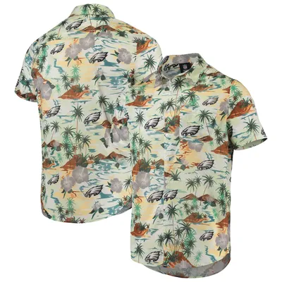 Men's FOCO Cream Green Bay Packers Paradise Floral Button-Up