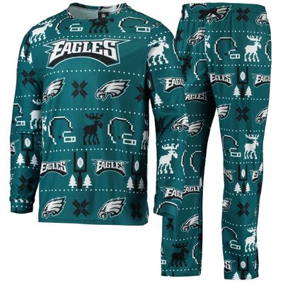 Miami Dolphins FOCO Wordmark Ugly Pajama Set - Orange