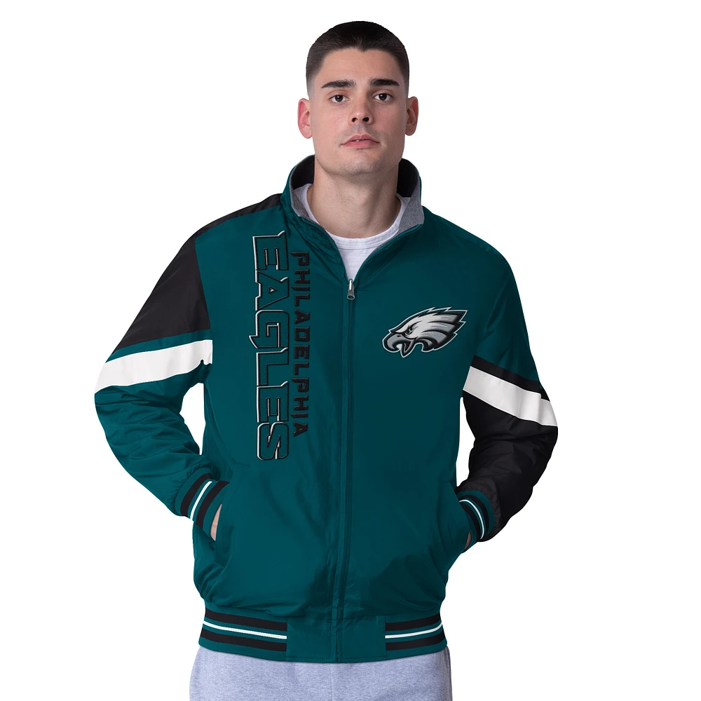 Veste réversible à fermeture éclair complète G-III Extreme Midnight Green Philadelphia Eagles Strong Arm pour homme