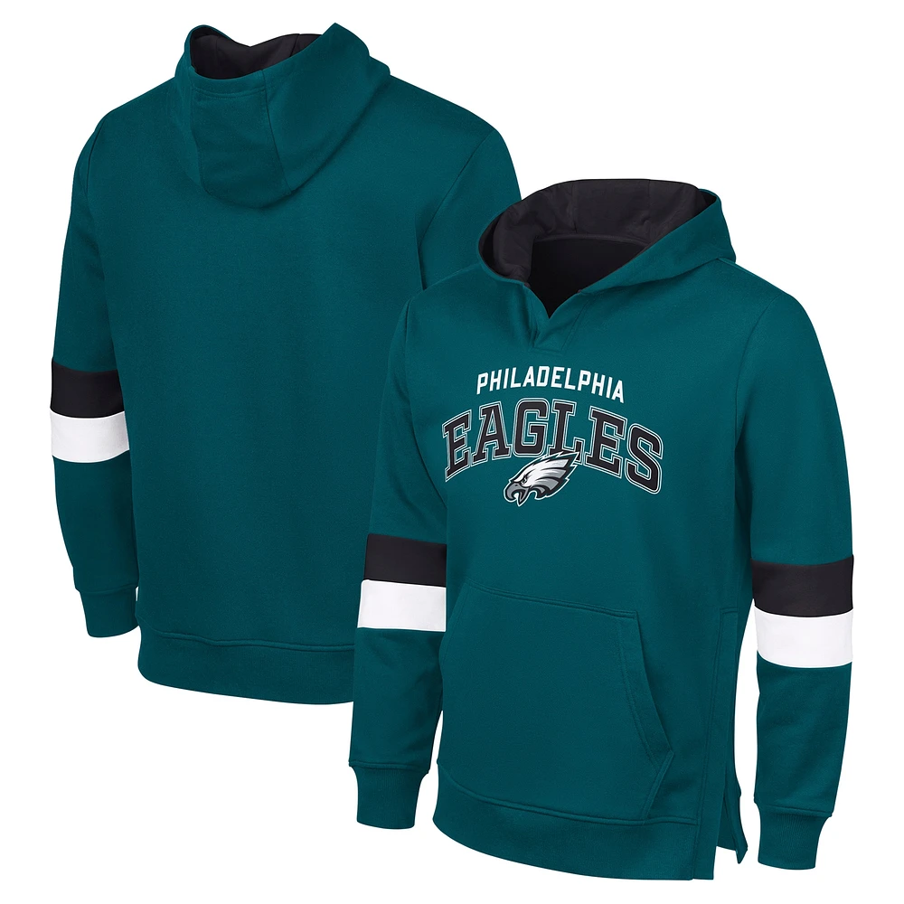 Men's G-III Sports by Carl Banks Midnight Green/Black Philadelphia Eagles Adaptive Faceoff Pullover Hoodie