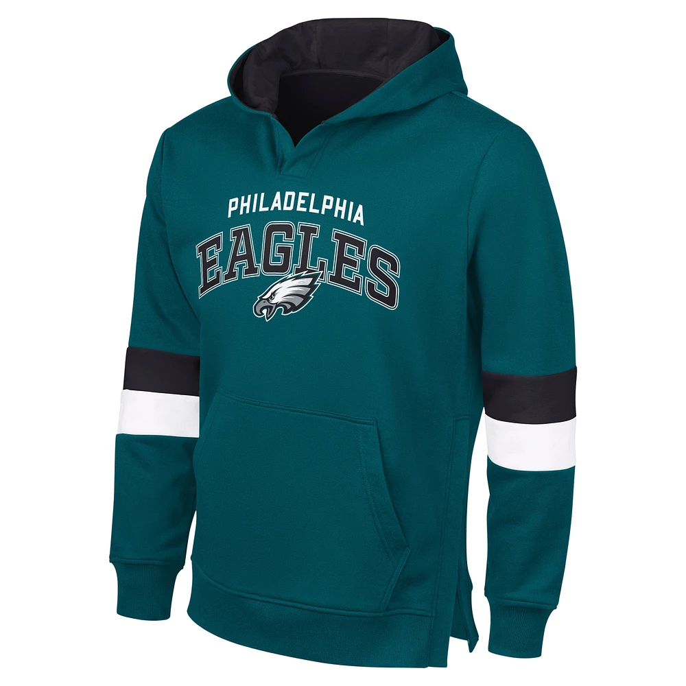 Men's G-III Sports by Carl Banks Midnight Green/Black Philadelphia Eagles Adaptive Faceoff Pullover Hoodie