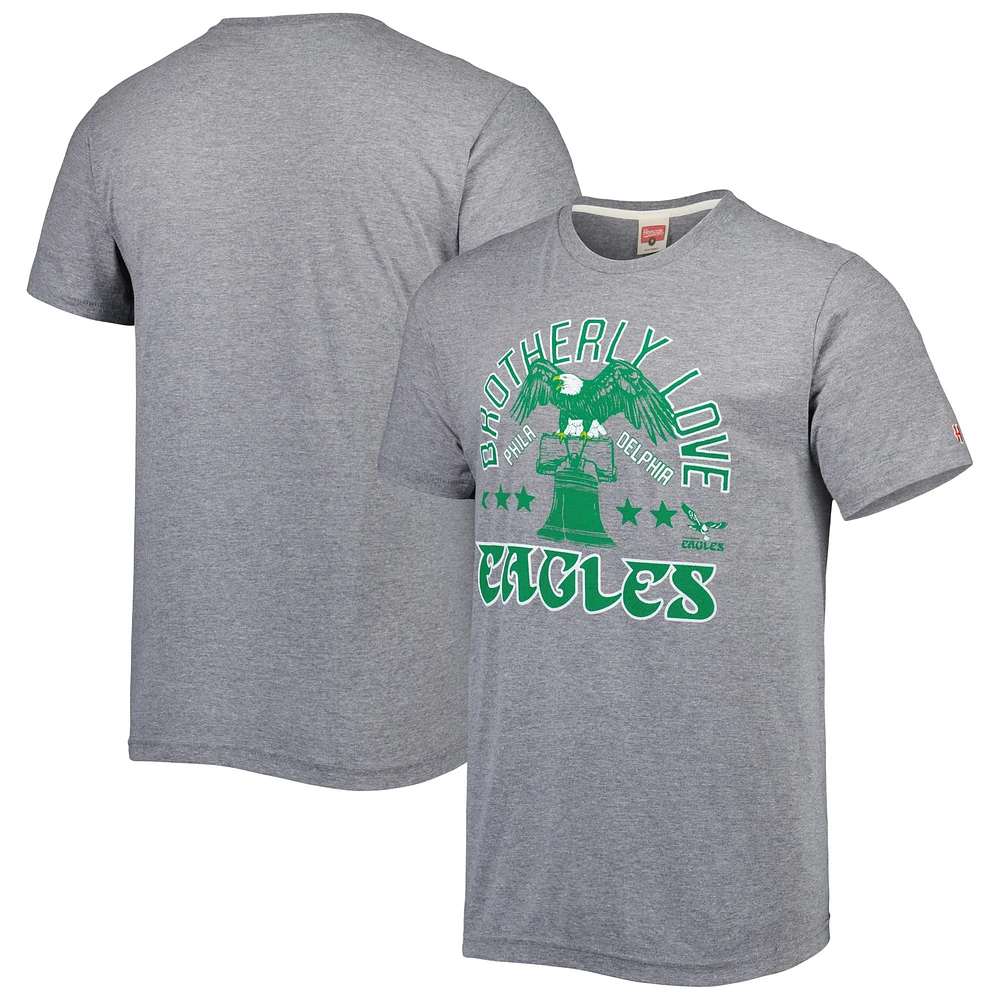 Men's Homage Gray Philadelphia Eagles Hyper Local Tri-Blend T-Shirt