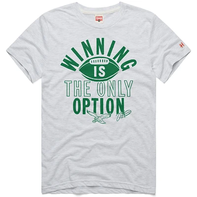 Men's Homage Jalen Hurts Ash Philadelphia Eagles  Winning Is The Only Option Tri-Blend T-Shirt