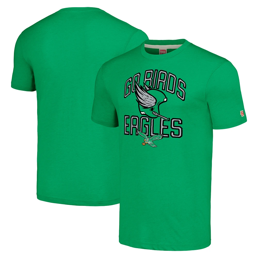 Men's Homage Kelly Green Philadelphia Eagles Hyper Local Tri-Blend T-Shirt