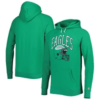 Homage Kelly Green Philadelphia Eagles Retro Helmet Tri-Blend Raglan Sweat à capuche pour homme