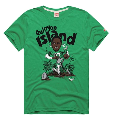 T-shirt Tri-Blend pour homme avec motif caricatural des Philadelphia Eagles, vert, hommage à Quinyon Mitchell Kelly