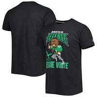 Hommage pour hommes Reggie White Heathered Heather Black Philadelphia Eagles Caricature Joueur retraité T-shirt triple mélange