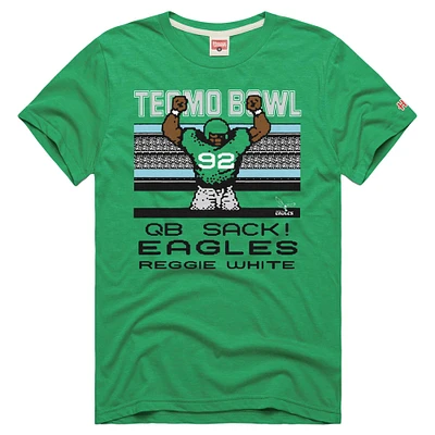 T-shirt à manches longues pour homme avec logo Reggie blanc et vert nuit des Philadelphia Eagles Tecmo Bowl, joueur retraité