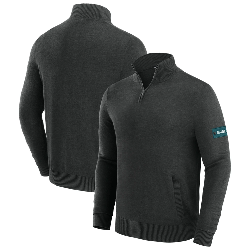 Men's J. Palmer Black Philadelphia Eagles Franchise Quarter-Zip Sweater