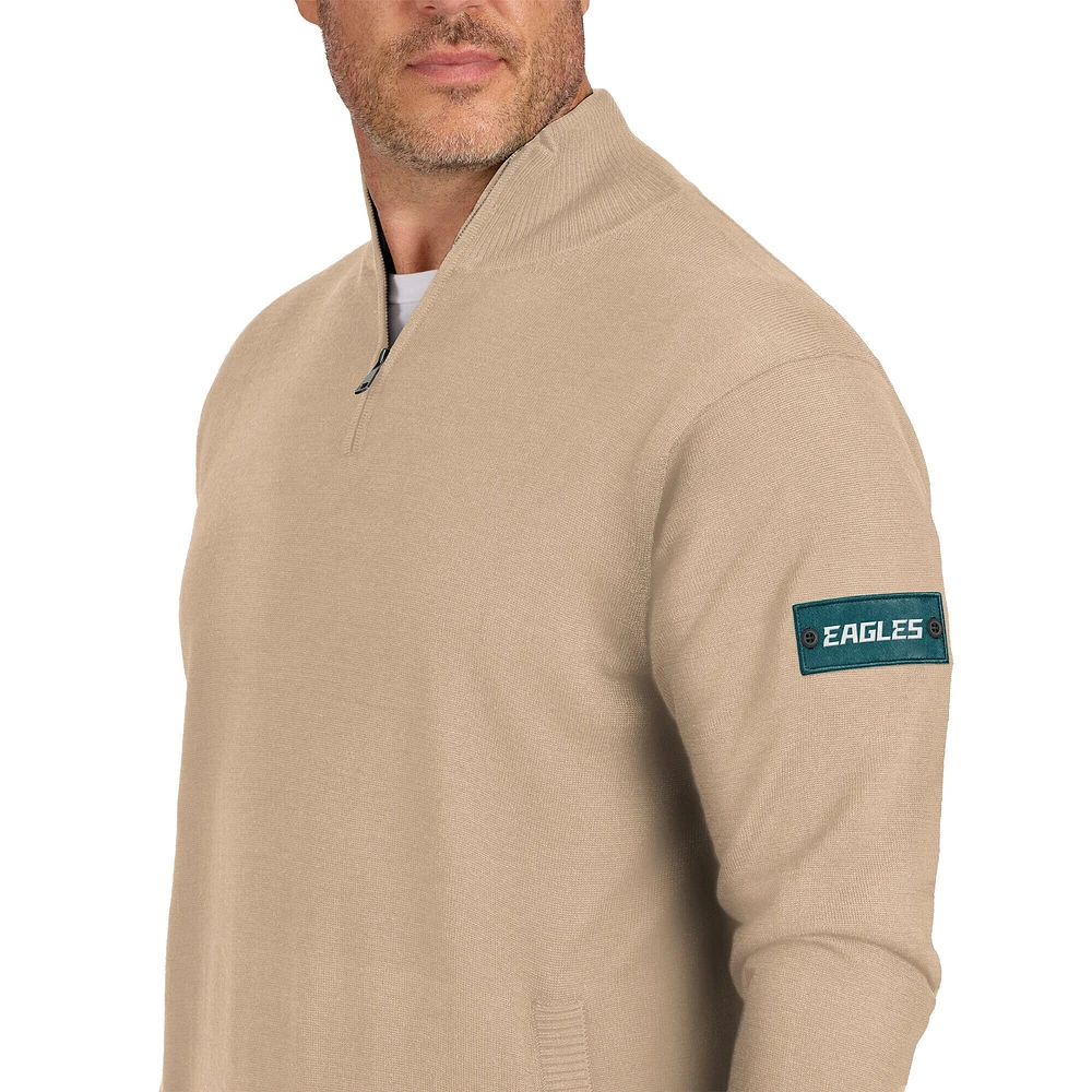 Pull zippé à quart de tour pour homme J. Palmer Tan Philadelphia Eagles Franchise