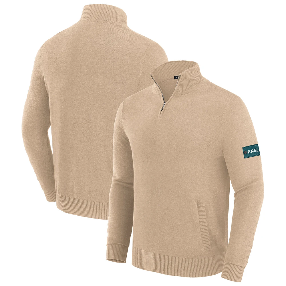Pull zippé à quart de tour pour homme J. Palmer Tan Philadelphia Eagles Franchise