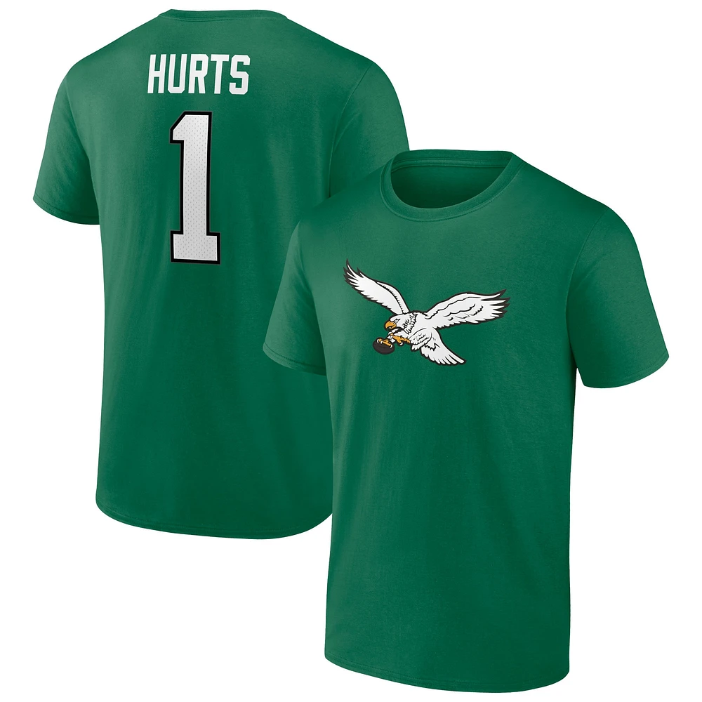 T-shirt pour homme avec nom et numéro de joueur alternatif des Philadelphia Eagles, Jalen Hurts Kelly Green