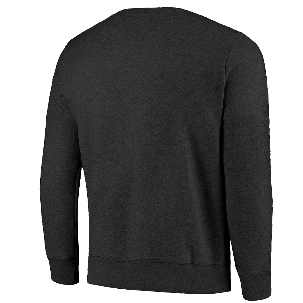 Men's Majestic Threads Black Philadelphia Eagles Super Bowl LIX Champions Big Chalk Stripe Tri-Blend Fleece Sweatshirt