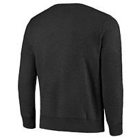 Men's Majestic Threads Black Philadelphia Eagles Super Bowl LIX Champions Big Chalk Stripe Tri-Blend Fleece Sweatshirt