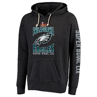 Men's Majestic Threads  Black Philadelphia Eagles Super Bowl LIX Tri-Blend Pullover Hoodie