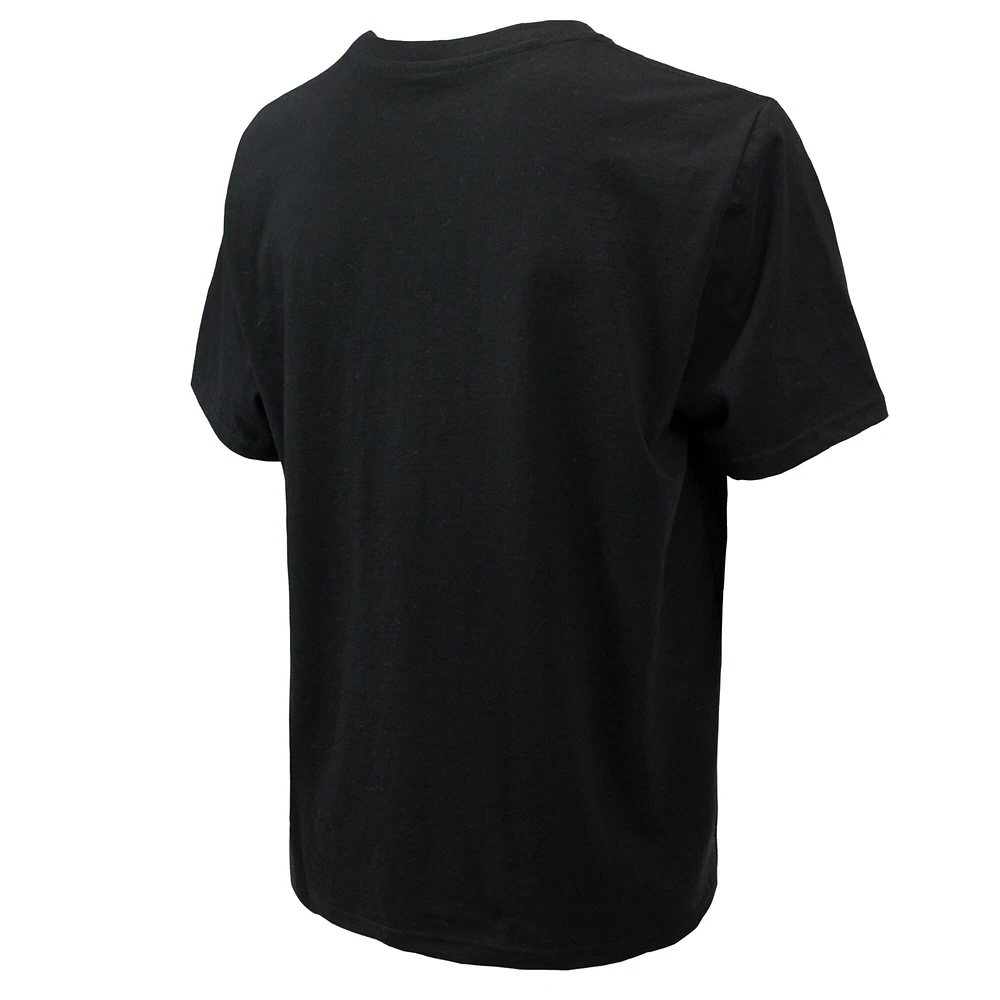 T-shirt noir Majestic Threads pour homme Philadelphia Eagles, deux fois champions du Super Bowl, Yard Lines, poids lourd