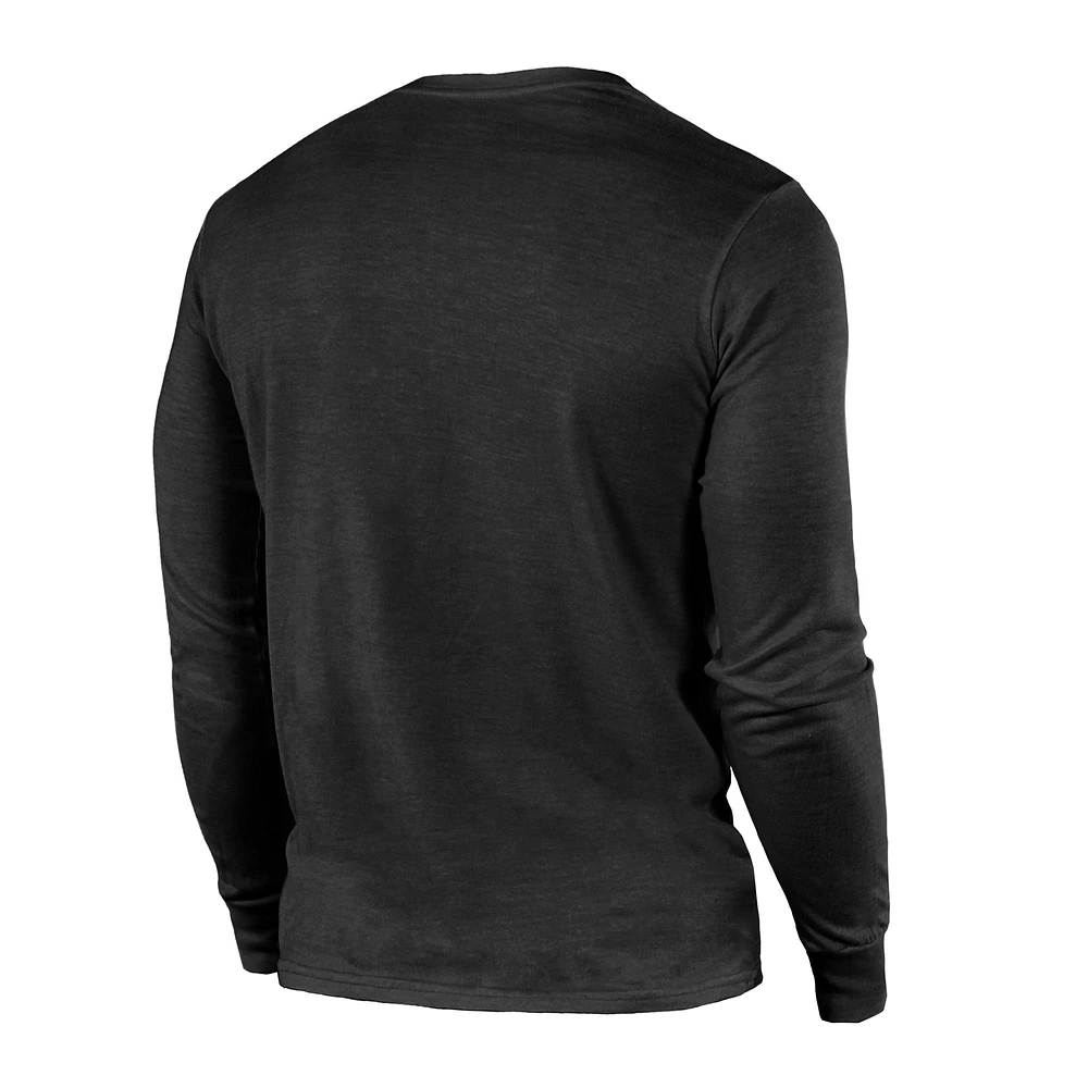 Men's Majestic Threads Charcoal Philadelphia Eagles Two-Time Super Bowl Champions Sky High Long Sleeve Tri-Blend T-Shirt