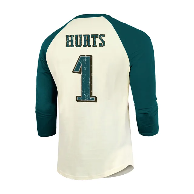 Jalen Hurts Philadelphia Eagles Majestic Threads Women's Super Bowl LVII  Name & Number Raglan 3/4