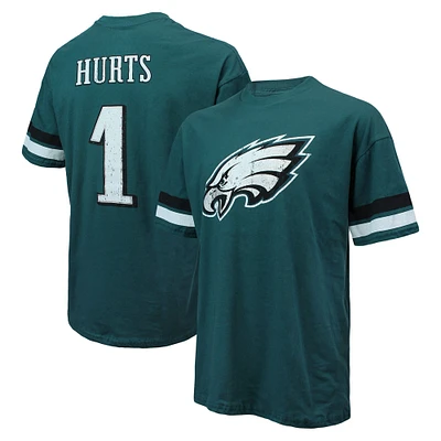 T-shirt surdimensionné avec nom et numéro des Eagles de Philadelphie Majestic Threads Jalen Hurts pour hommes