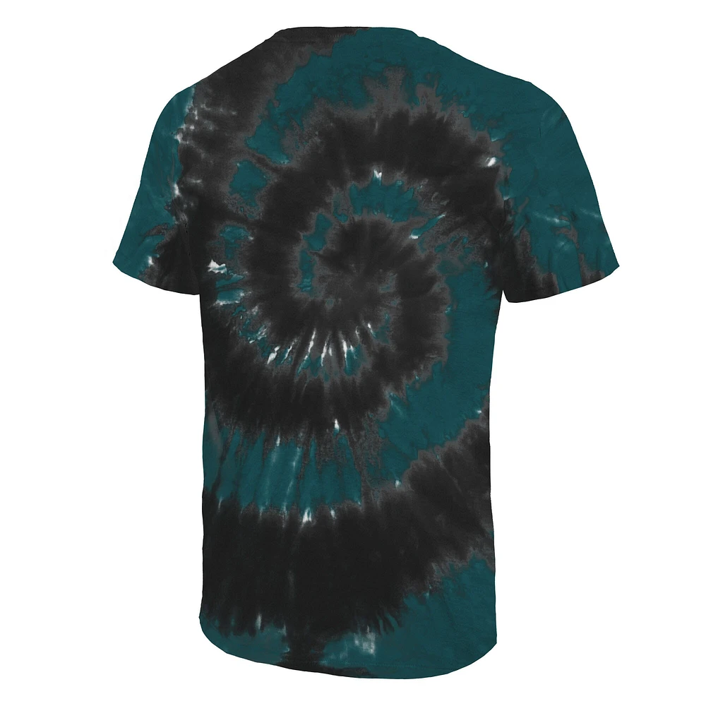 Men's Majestic Threads Midnight Green/Black Philadelphia Eagles Two-Time Super Bowl Champions Hard Count Spiral Tie-Dye T-Shirt