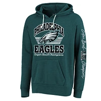 Men's Majestic Threads Midnight Green Philadelphia Eagles Super Bowl LIX Champions Sonder Tri-Blend Pullover Hoodie