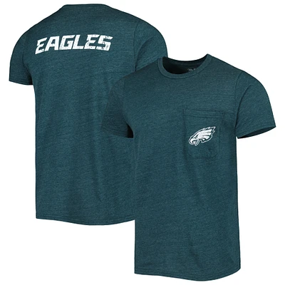 Majestic Threads Midnight Green T-shirt à poche en trois mélanges des Eagles de Philadelphie pour homme