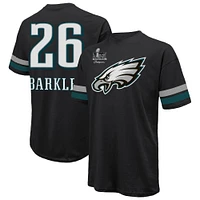 Men's Majestic Threads Saquon Barkley Black Philadelphia Eagles Super Bowl LIX Champions Oversized Player Name & Number T-Shirt