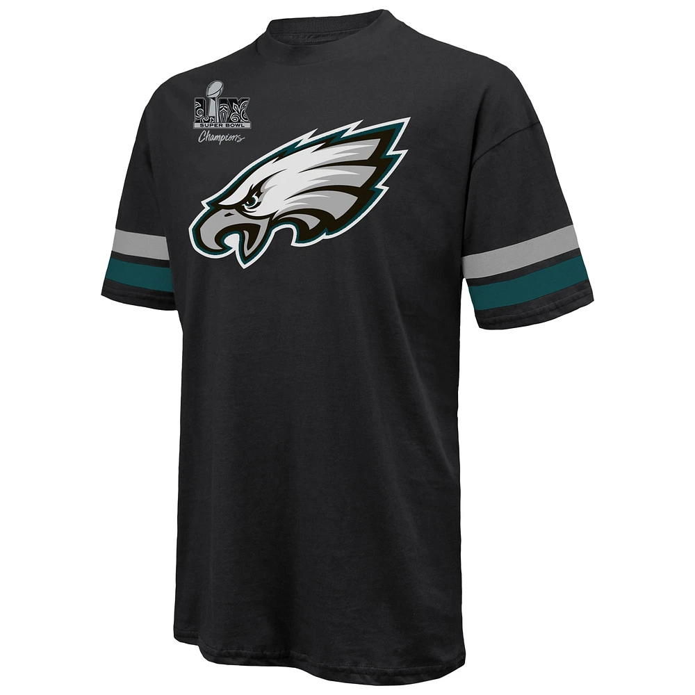 Men's Majestic Threads Saquon Barkley Black Philadelphia Eagles Super Bowl LIX Champions Oversized Player Name & Number T-Shirt