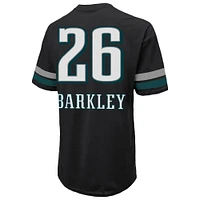 Men's Majestic Threads Saquon Barkley Black Philadelphia Eagles Super Bowl LIX Champions Oversized Player Name & Number T-Shirt