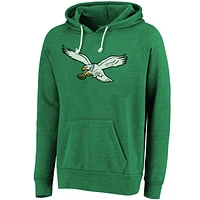 Men's Majestic Threads Saquon Barkley Kelly Green Philadelphia Eagles Name & Number Tri-Blend Pullover Hoodie
