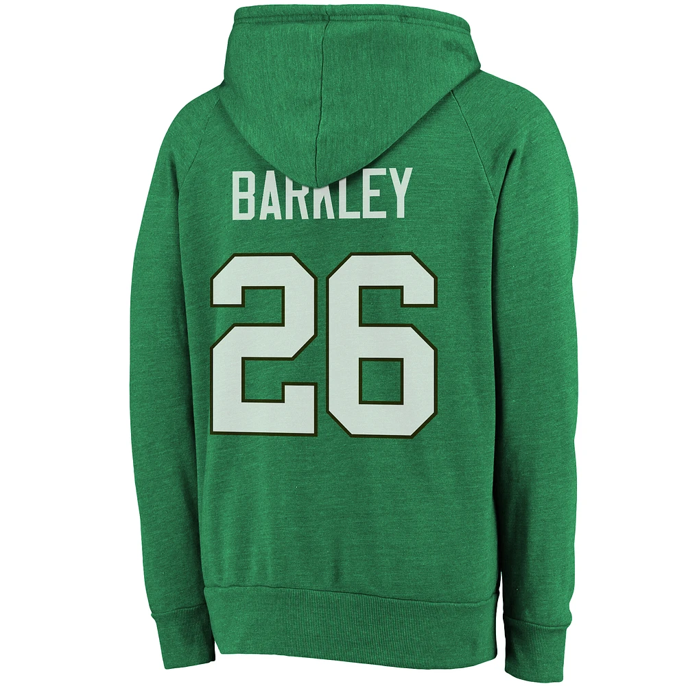 Men's Majestic Threads Saquon Barkley Kelly Green Philadelphia Eagles Name & Number Tri-Blend Pullover Hoodie