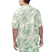 Chemise boutonnée de fête à imprimé Monstera délavée au sable des Eagles Philadelphie Margaritaville vert minuit pour hommes