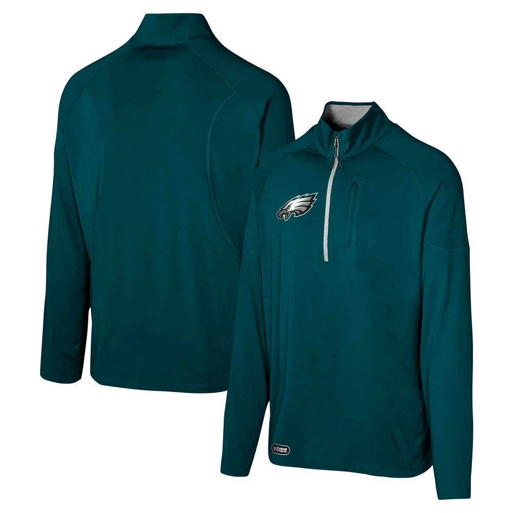 Haut à quart de zip vert nuit des Philadelphia Eagles Grind Iron pour hommes