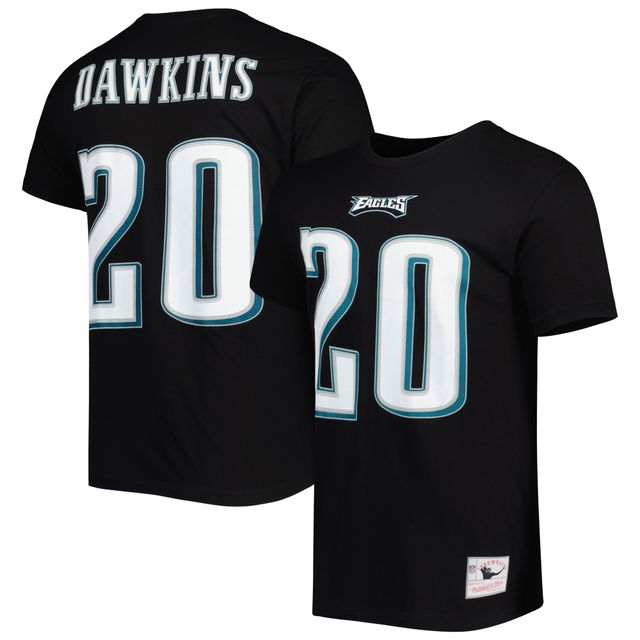 T-shirt noir avec nom et numéro du joueur retraité des Eagles de Philadelphie Mitchell & Ness Brian Dawkins