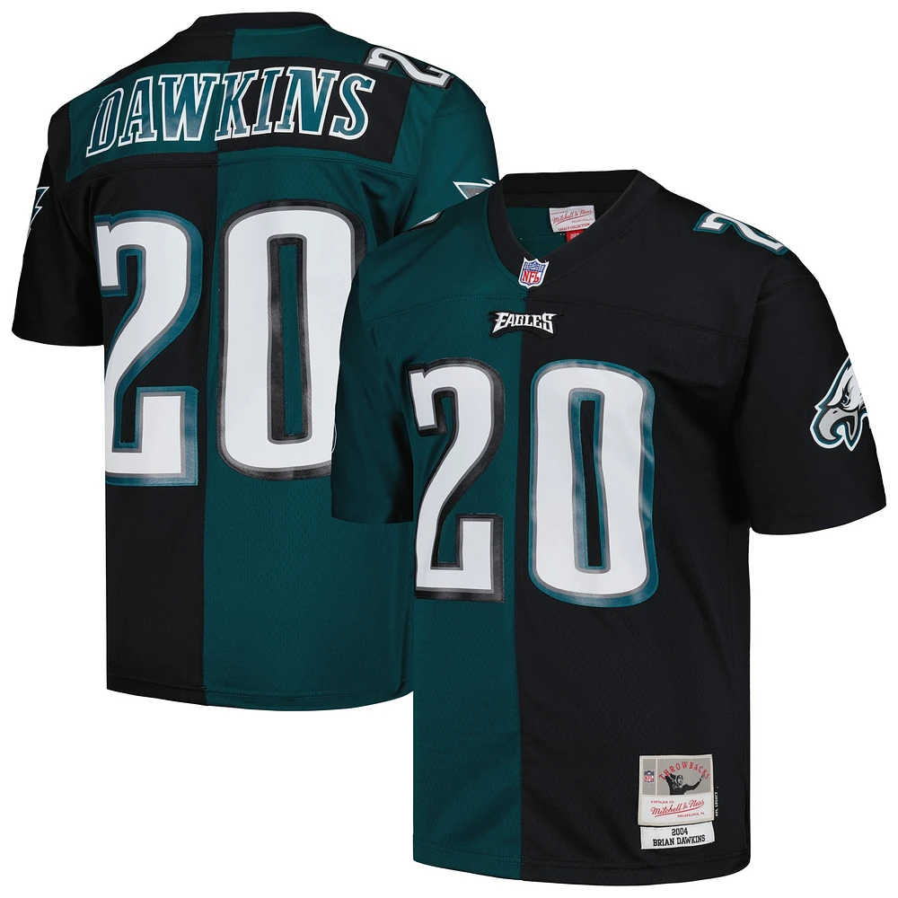 Maillot réplique Mitchell & Ness Brian Dawkins vert nuit/noir des Eagles de Philadelphie 2004 Split Legacy pour hommes