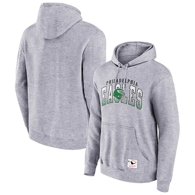 Sweat à capuche Mitchell & Ness pour hommes, gris chiné, Philadelphia Eagles Pocket Passer