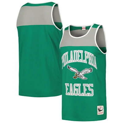 Men's Mitchell & Ness Kelly Green/Silver Philadelphia Eagles  Heritage Colorblock Tank Top