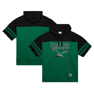 Men's Mitchell & Ness Kelly Green Philadelphia Eagles  Off Field Vintage Logo Short Sleeve Pullover Hoodie