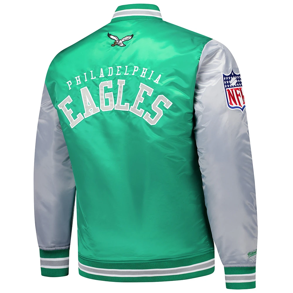 Veste en satin vert Kelly de Mitchell & Ness pour homme des Philadelphia Eagles
