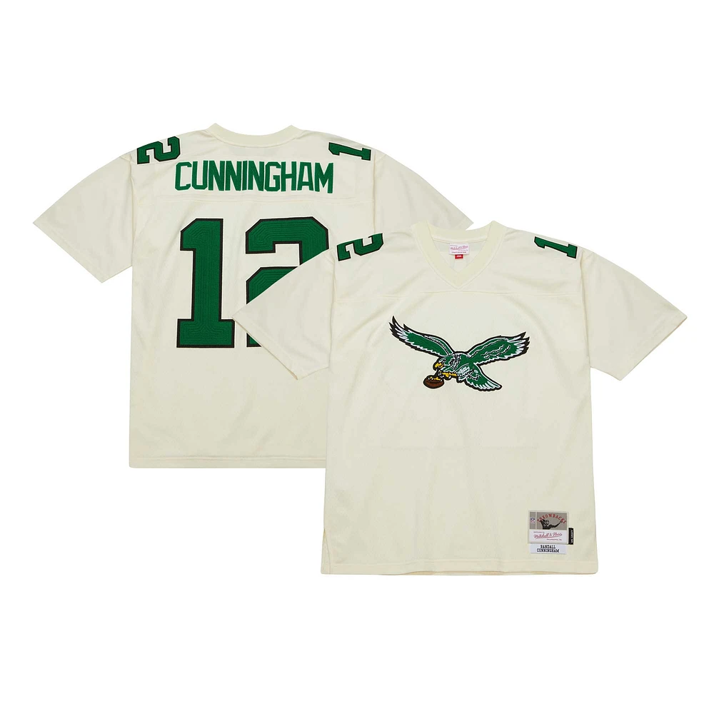 Maillot Mitchell & Ness Randall Cunningham crème Philadelphia Eagles Chainstitch Legacy pour hommes