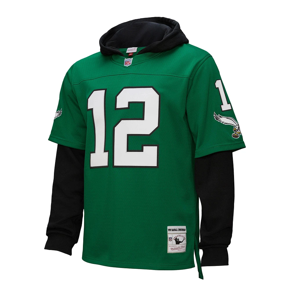 Men's Mitchell & Ness Randall Cunningham Kelly Green Philadelphia Eagles Player Name Number Hoodie Legacy Jersey