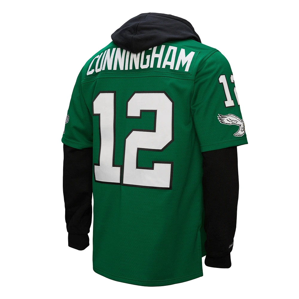 Men's Mitchell & Ness Randall Cunningham Kelly Green Philadelphia Eagles Player Name Number Hoodie Legacy Jersey