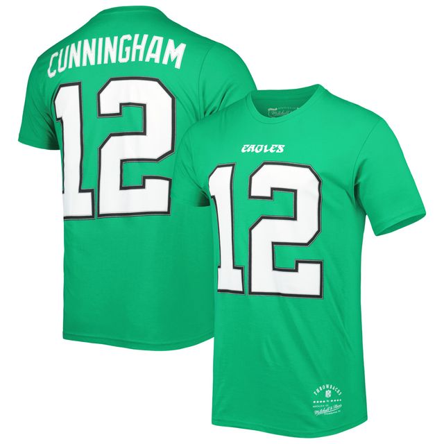 T-shirt avec nom et numéro du joueur retraité Mitchell & Ness Randall Cunningham Kelly Green Philadelphia Eagles pour hommes