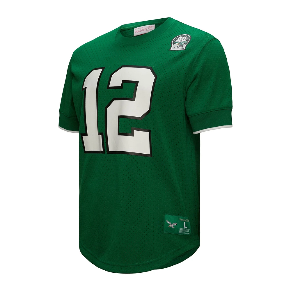 Haut en maille Mitchell & Ness Randall Cunningham Kelly Green Philadelphia Eagles pour hommes, nom et numéro du joueur retraité