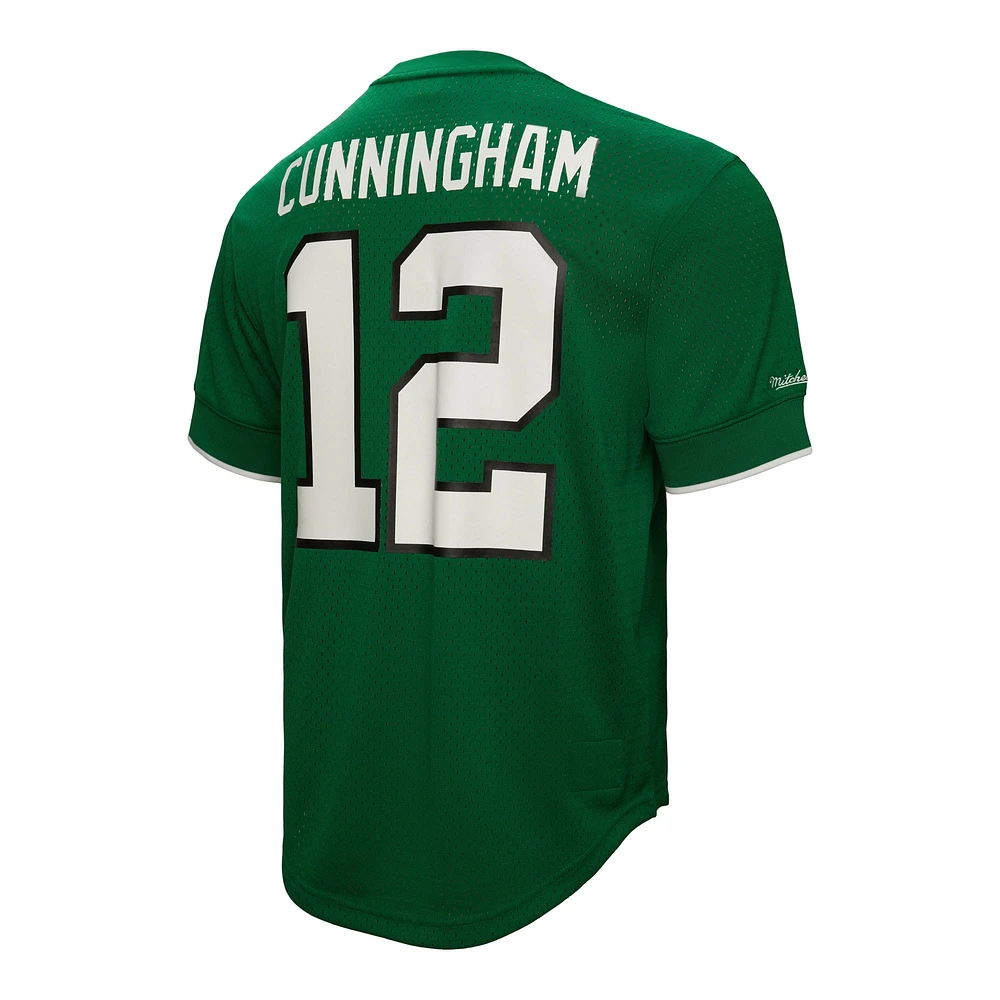 Haut en maille Mitchell & Ness Randall Cunningham Kelly Green Philadelphia Eagles pour hommes, nom et numéro du joueur retraité