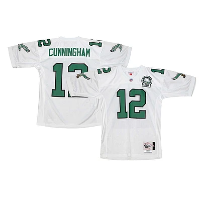 Maillot de joueur retraité authentique Mitchell & Ness Randall Cunningham blanc des Eagles Philadelphie 1992