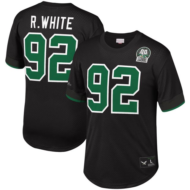 Mitchell & Ness Reggie pour hommes, blanc et noir, nom numéro du joueur retraité des Eagles de Philadelphie, haut en maille