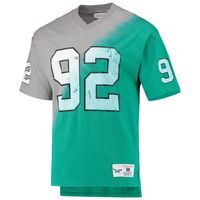 Men's Mitchell & Ness Reggie White Gray/Kelly Green Philadelphia Eagles Retired Player Name Number Diagonal Tie-Dye V-Neck T-Shirt